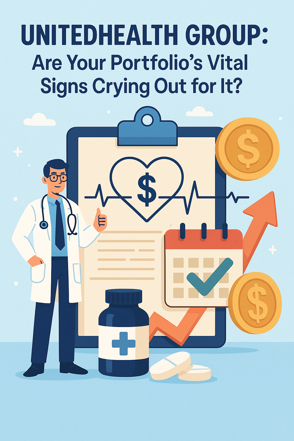 A healthcare professional with a healthy stock chart rising in the background. UnitedHealth Group: Are your portfolio's vital signs crying out for it? The image symbolizes optimism around UnitedHealth Group’s recovery and investment appeal.