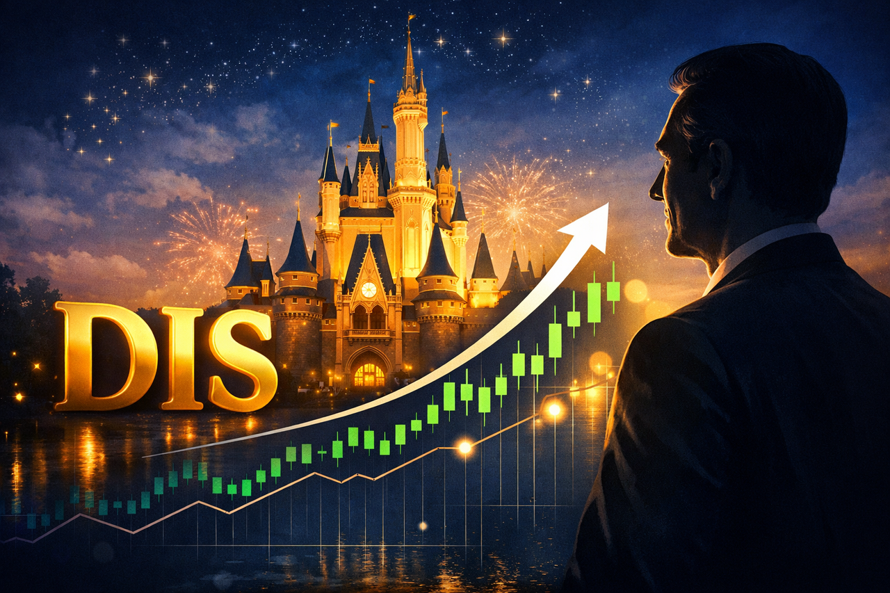 Disney stock rises as insider buying and institutional investors signal renewed confidence, with the iconic Disney castle and DIS ticker symbol representing a potential turnaround.