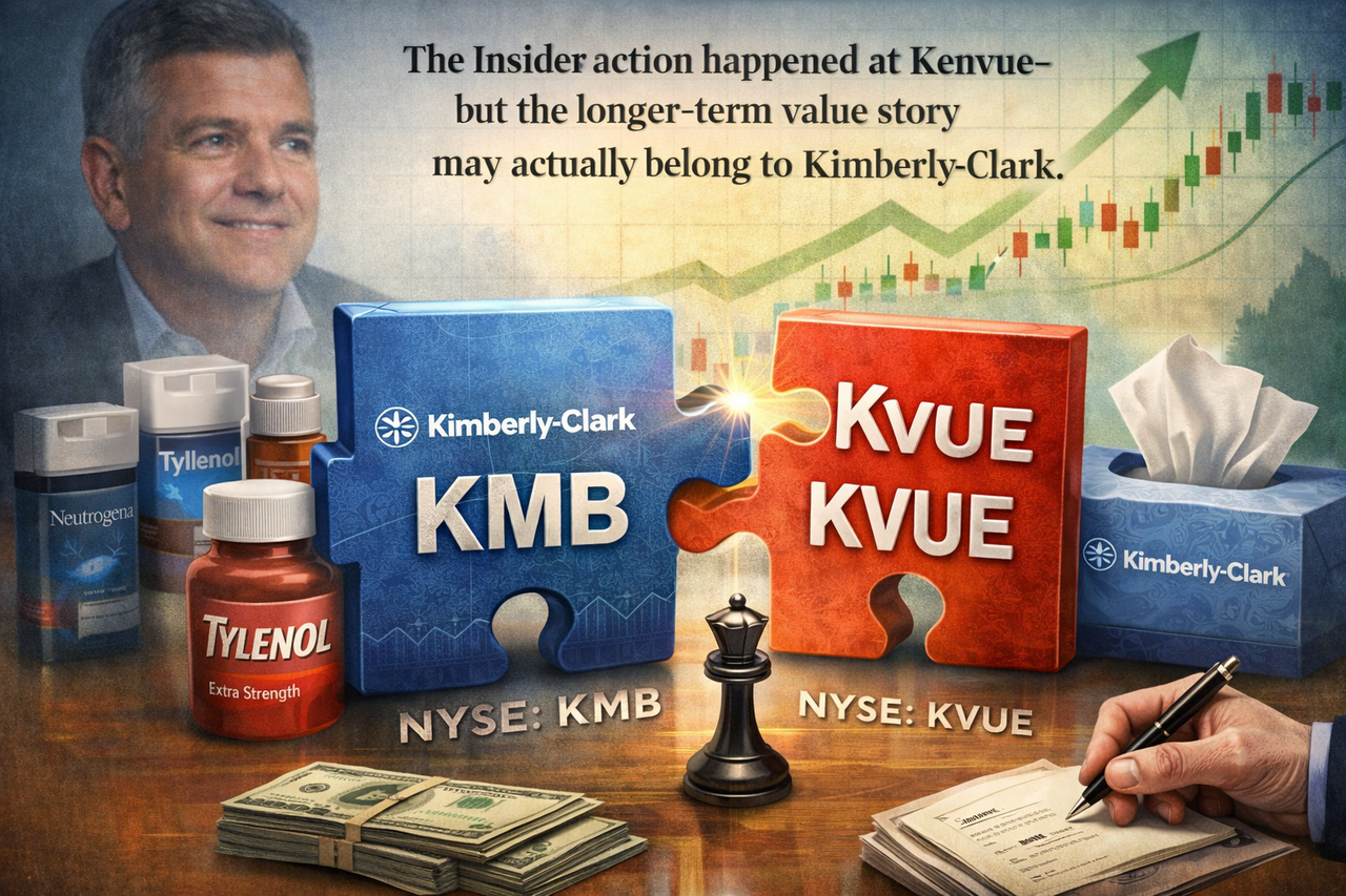 The insider action happened at Kenvue — but the longer-term value story may actually belong to Kimberly-Clark. The two tickers KMB and KVUE merge or emerge together.