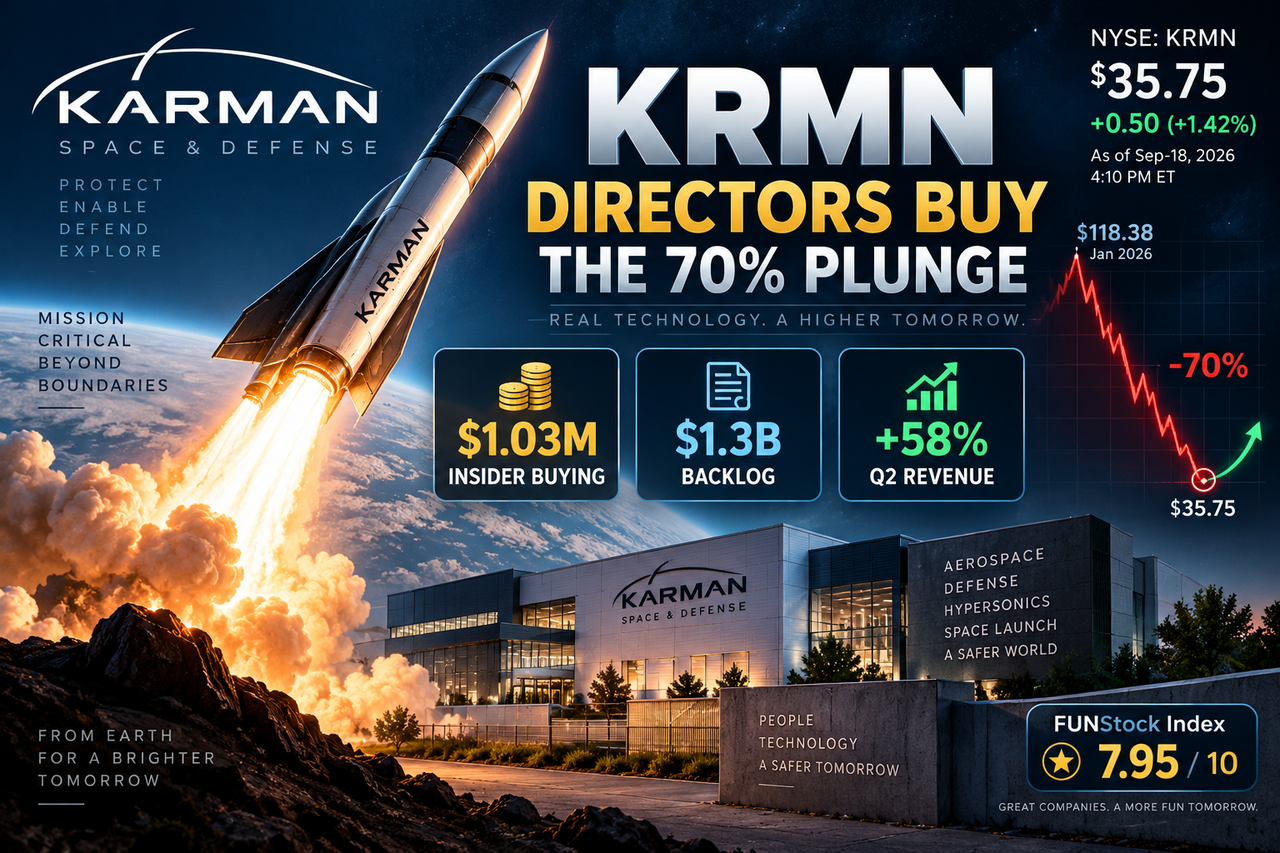 Karman Space & Defense KRMN rocket launch illustrating $1.03M insider buying, $1.3B backlog and 58% Q2 revenue growth.