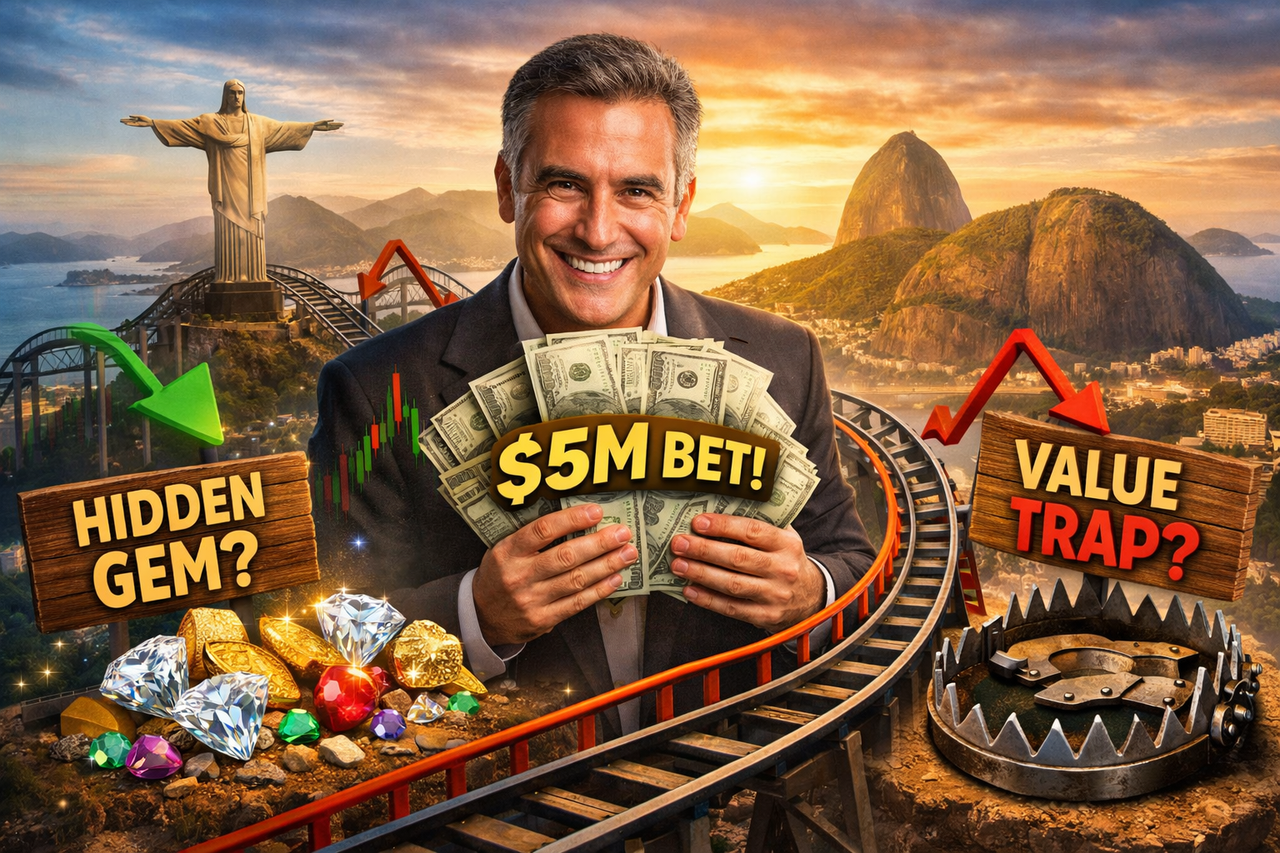 A vibrant fintech ecosystem in Brazil with digital payments and São Paulo skyline, representing PagSeguro’s growth and emerging market opportunity.