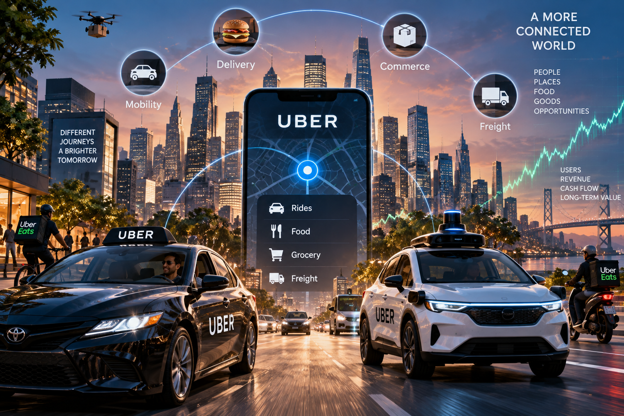 Uber rideshare car and autonomous robotaxi converge on a digital mobility network as CEO insider buying and free cash flow strengthen UBER’s outlook.